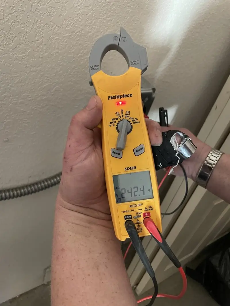 Voltage testing with clamp meter during Generator Installation in Connellsville